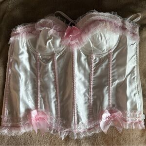 White and Pink Satin Corset